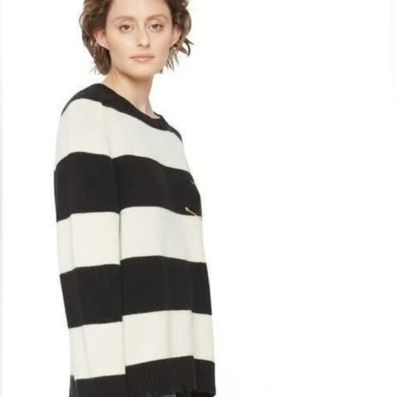 Sandrine Rose x Free People Karma Anchor Cashmere Sweater • Black/White • M NWT - Picture 3 of 5